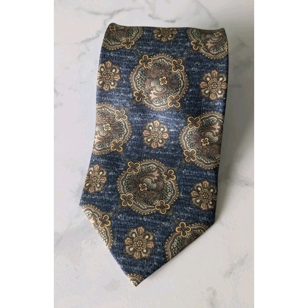Basics By Croft and Barrow Men's 100% Silk Tie Blue and Green Paisley Pattern
